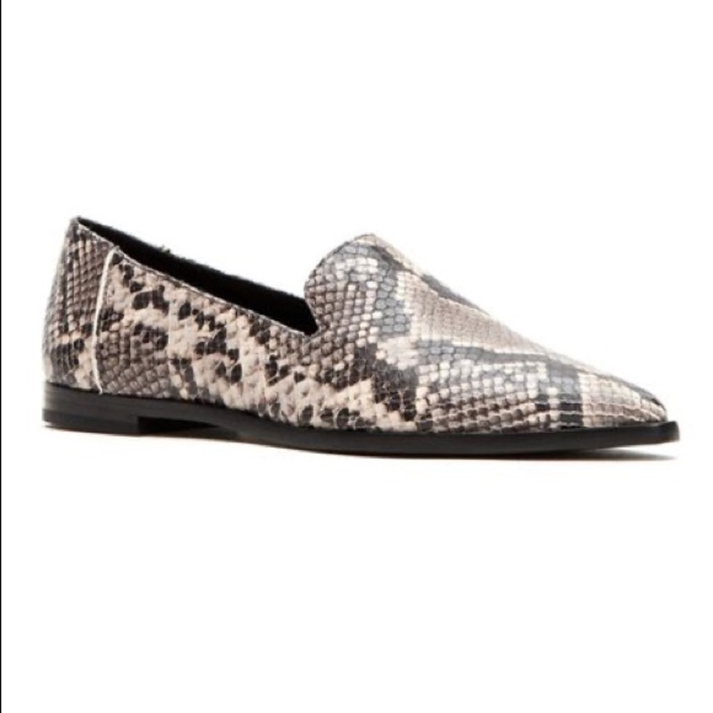 NIB Frye Gray Snake-Embossed Kenzie Venetian Leather Loafer, 6 - Picture 2 of 8